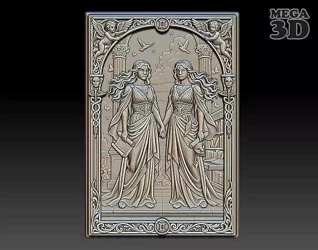 Gemini Zodiac Bas Relief 260503