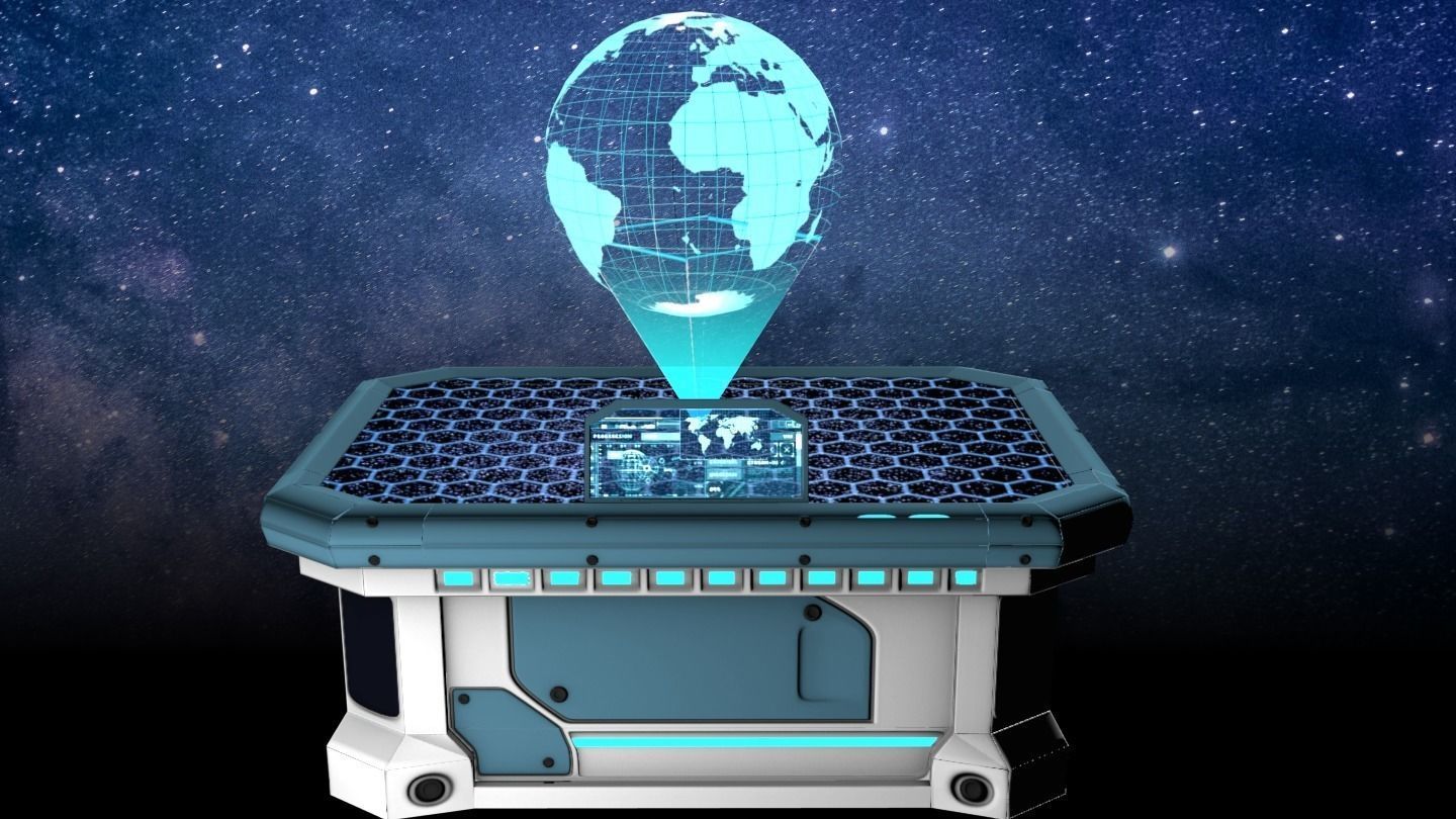 Holographic War Strategy Table - Game-Ready Low-poly 3D model