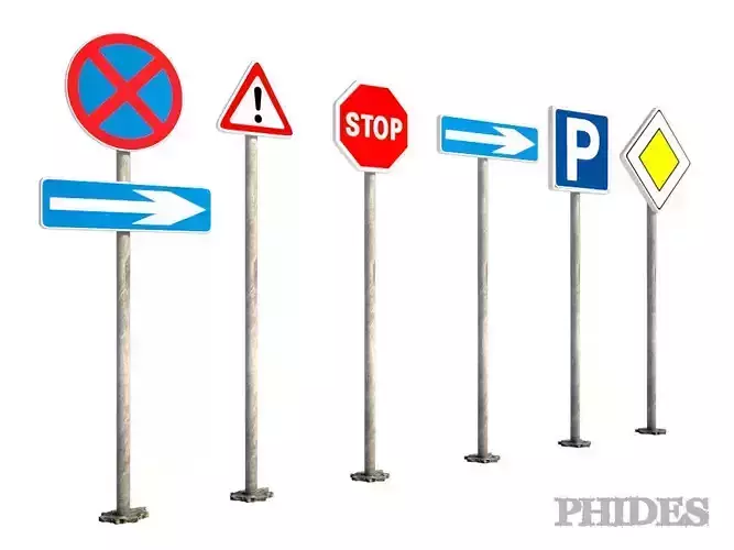 Street signs 1 Low-poly 3D model