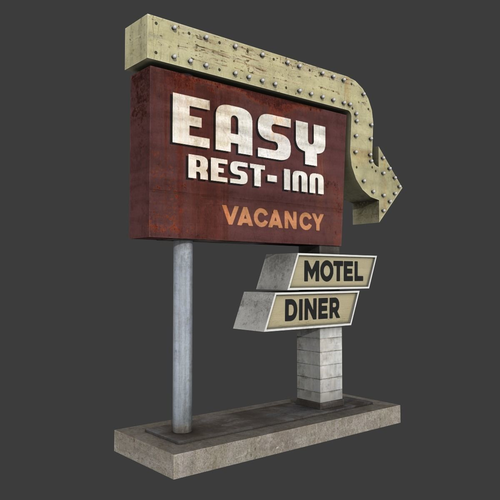 Motel Sign 2 Low-poly 3D model