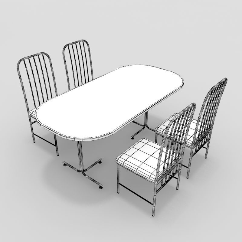 Table with Chairs 3D model_3
