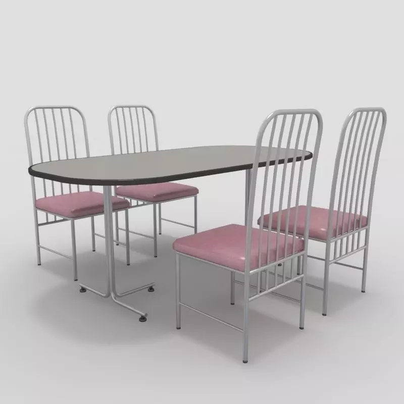 Table with Chairs 3D model_0
