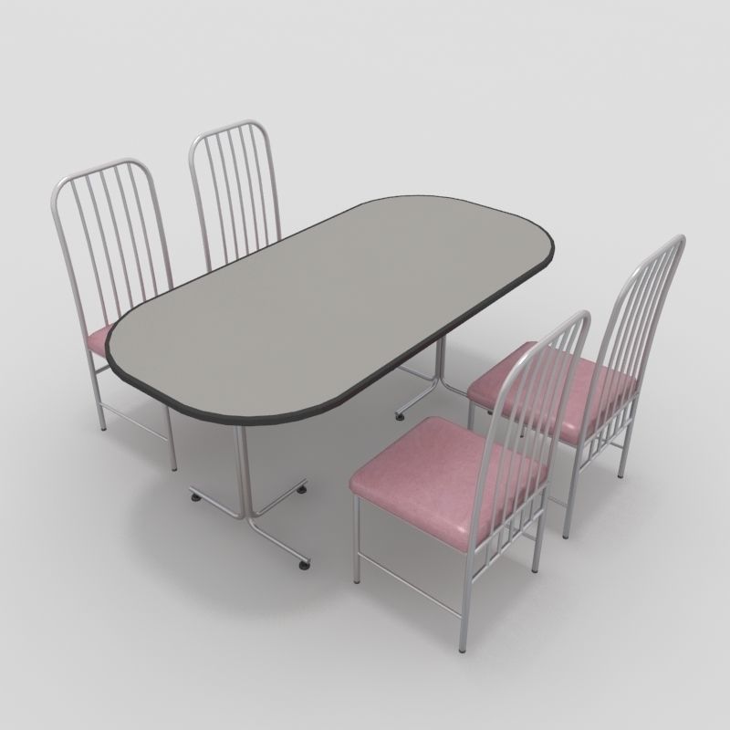 Table with Chairs 3D model_2