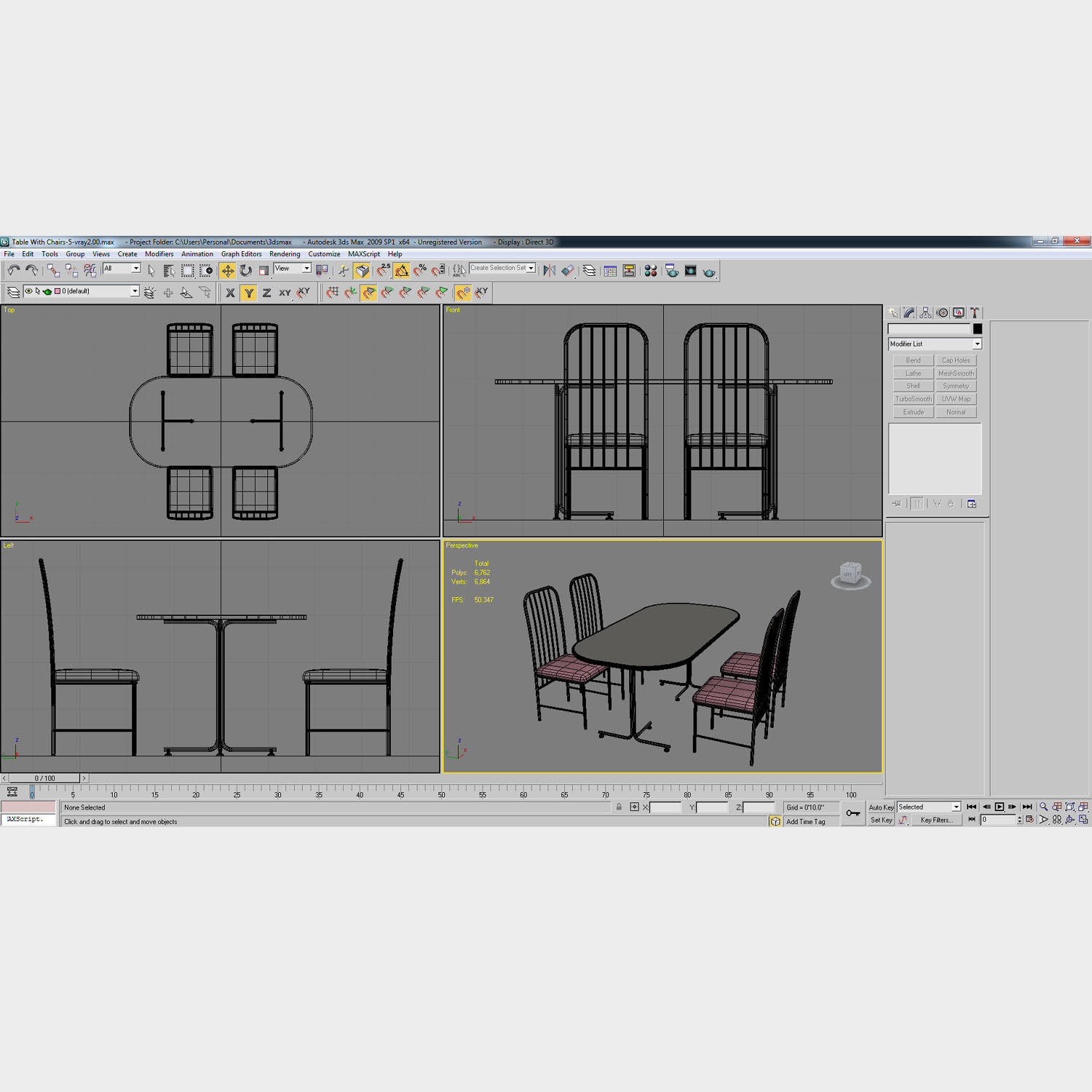 Table with Chairs 3D model_7