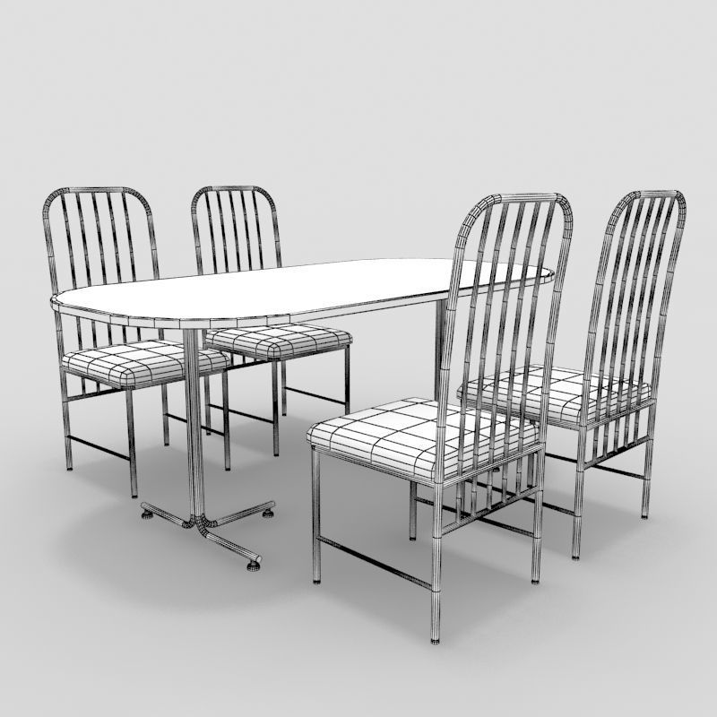 Table with Chairs 3D model_1