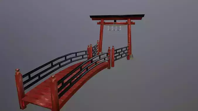 Torii gate bridge and fence