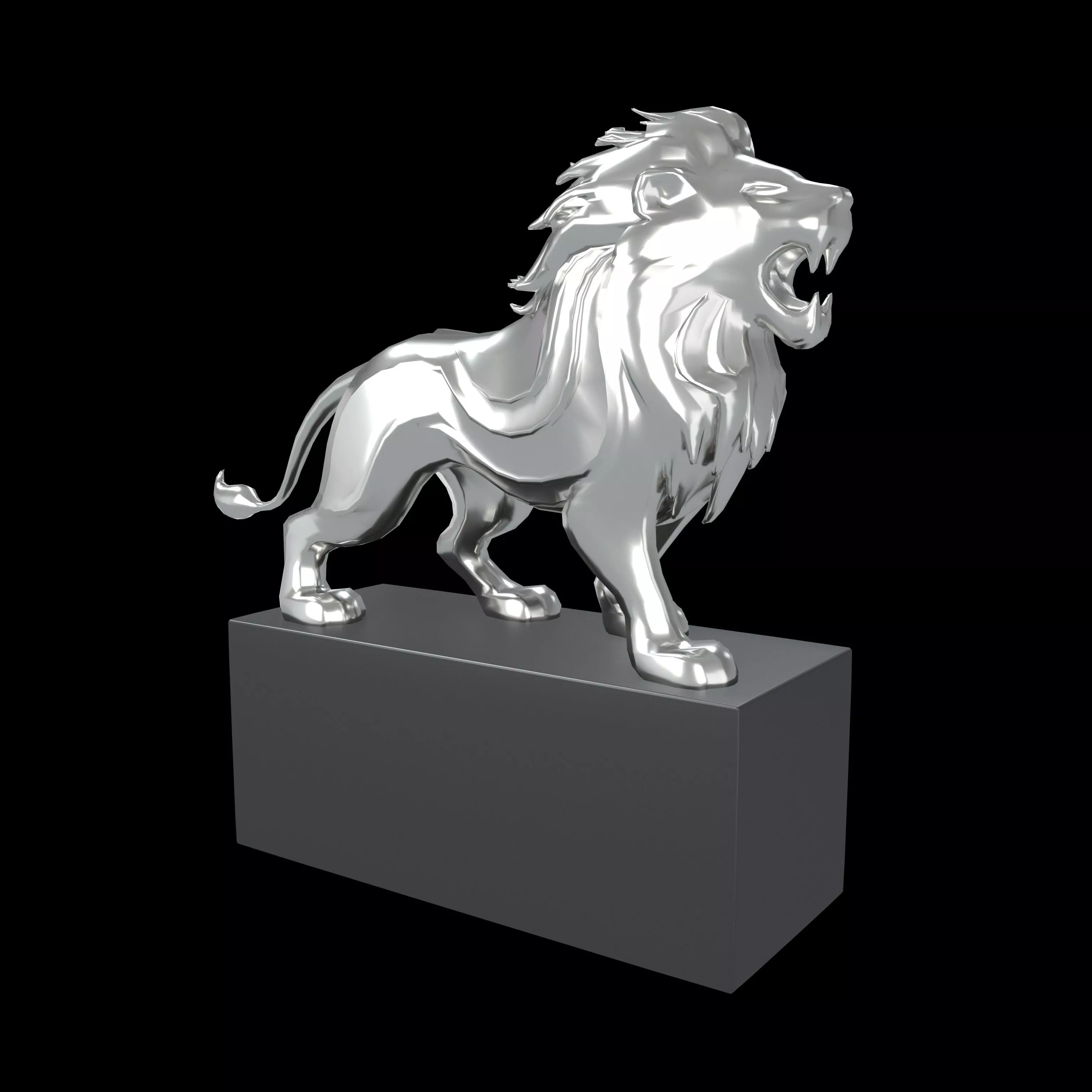 Lion Sculpture v2 002 Low-poly 3D model
