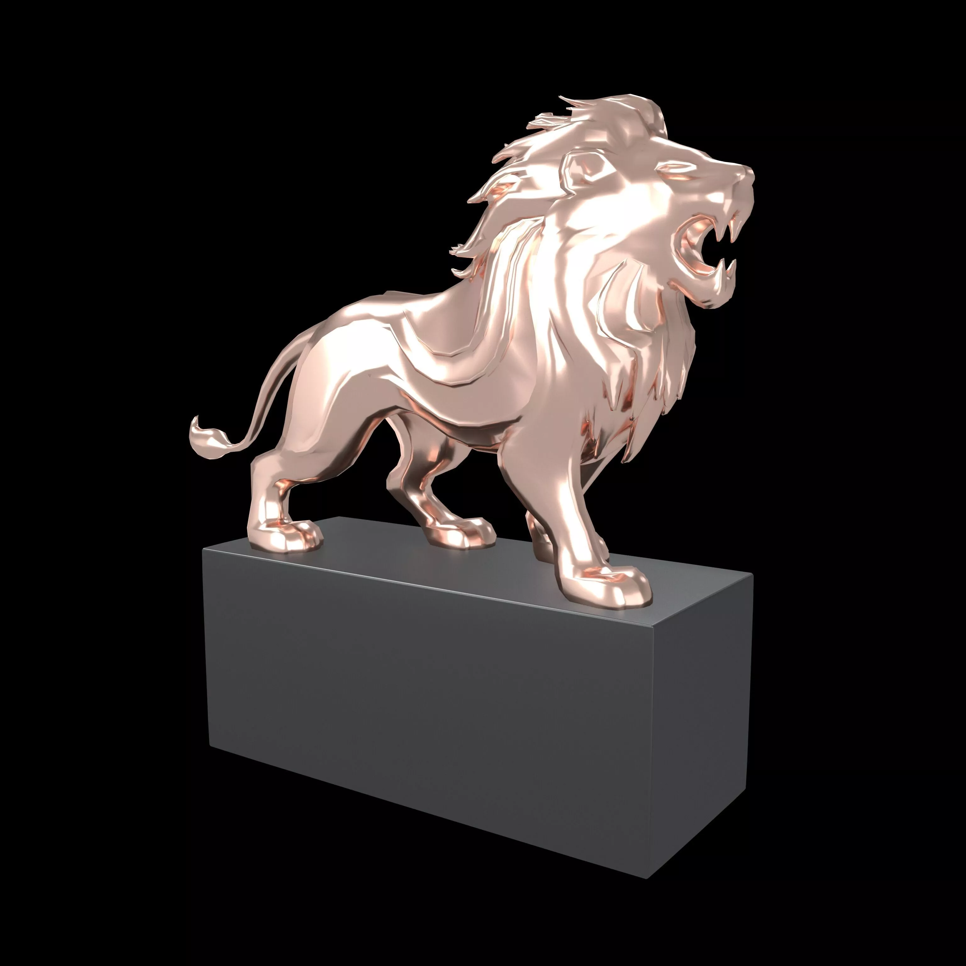 Lion Sculpture v2 003 Low-poly 3D model