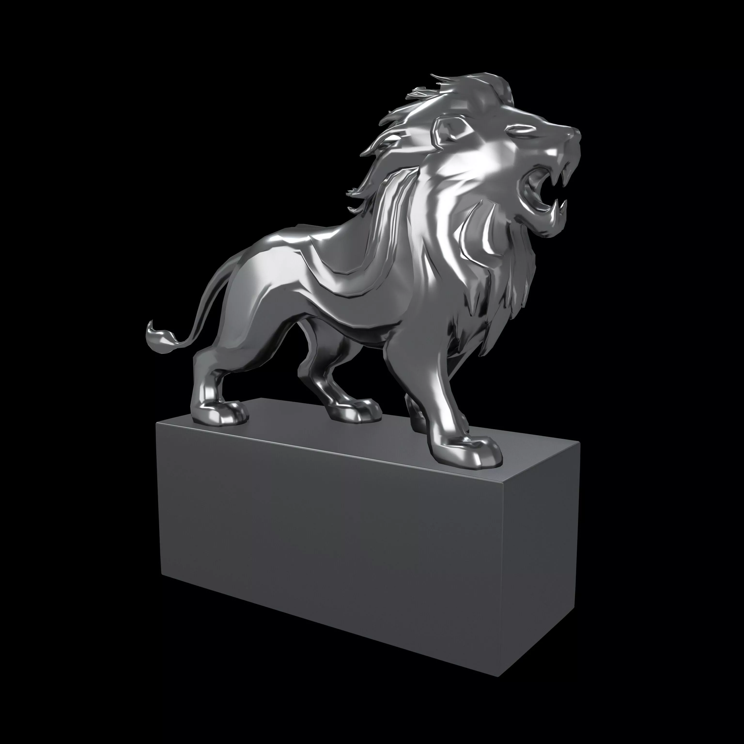 Lion Sculpture v2 004 Low-poly 3D model