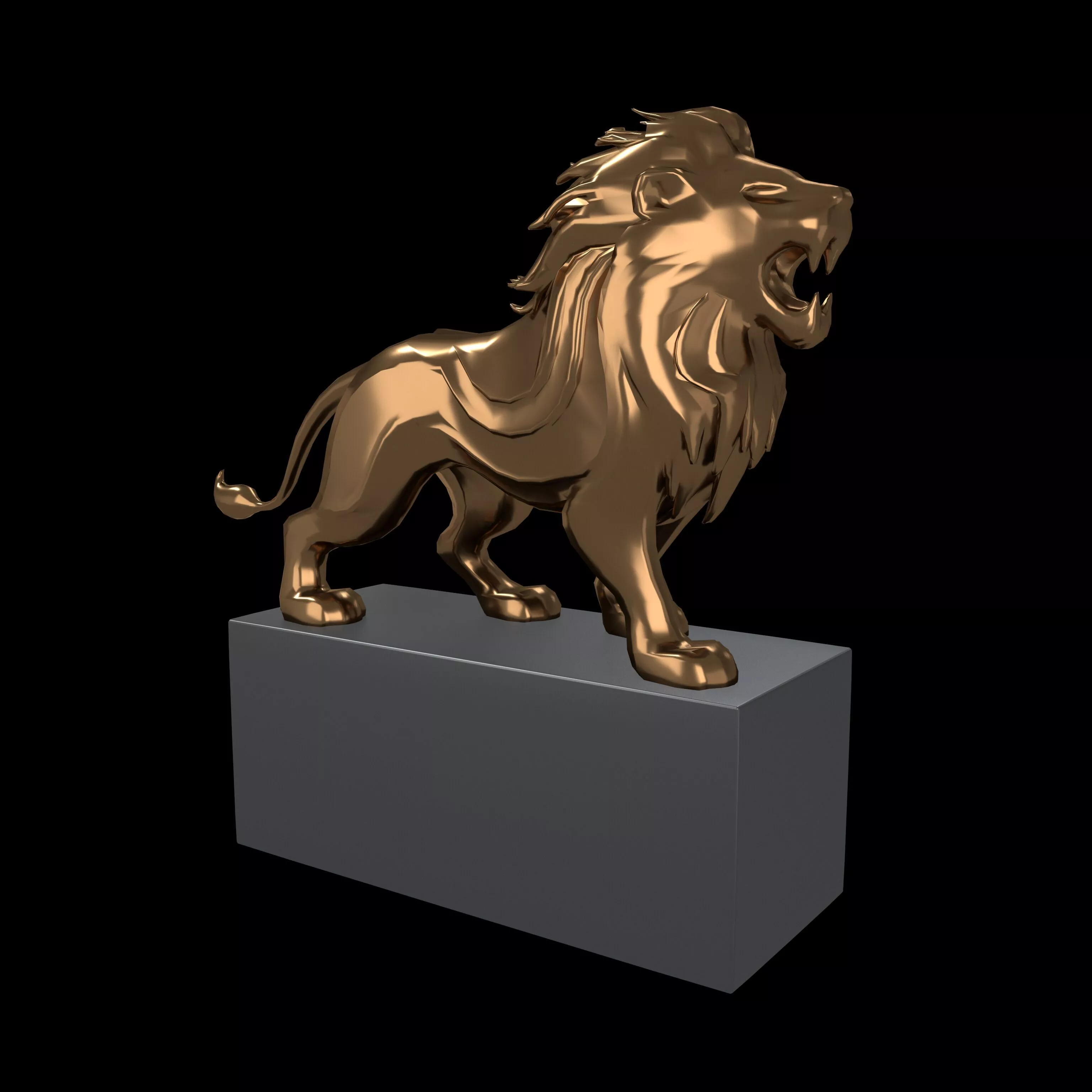Lion Sculpture v2 005 Low-poly 3D model