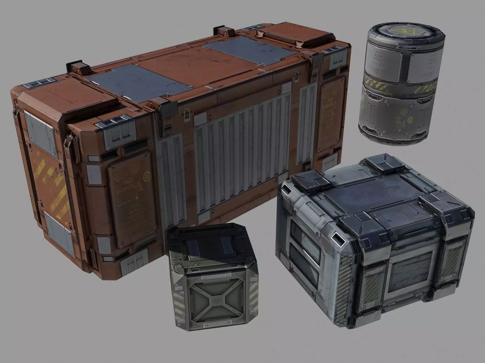 Containers pack Low Poly ver 1 Low-poly 3D model_0
