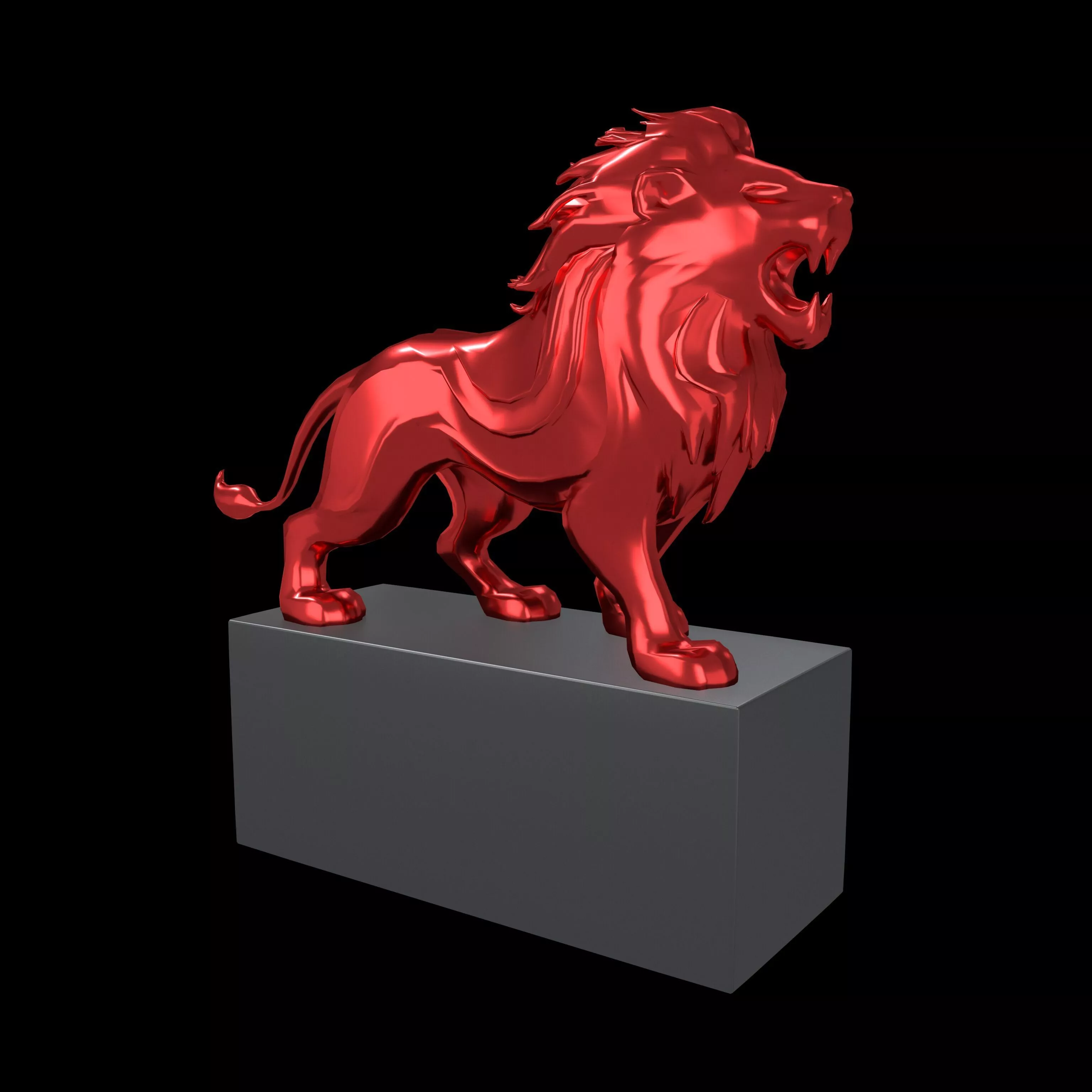Lion Sculpture v2 007 Low-poly 3D model