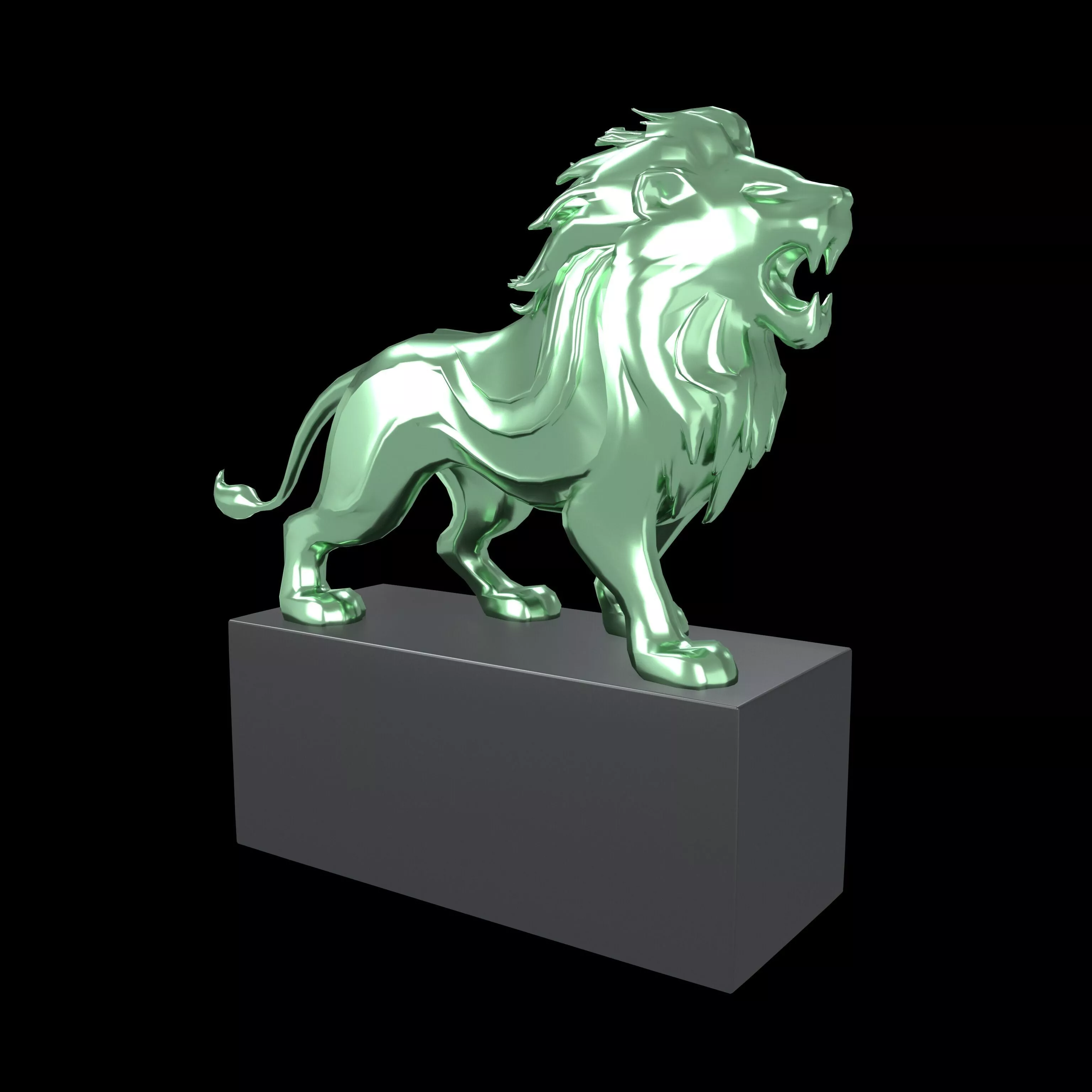 Lion Sculpture v2 008 Low-poly 3D model