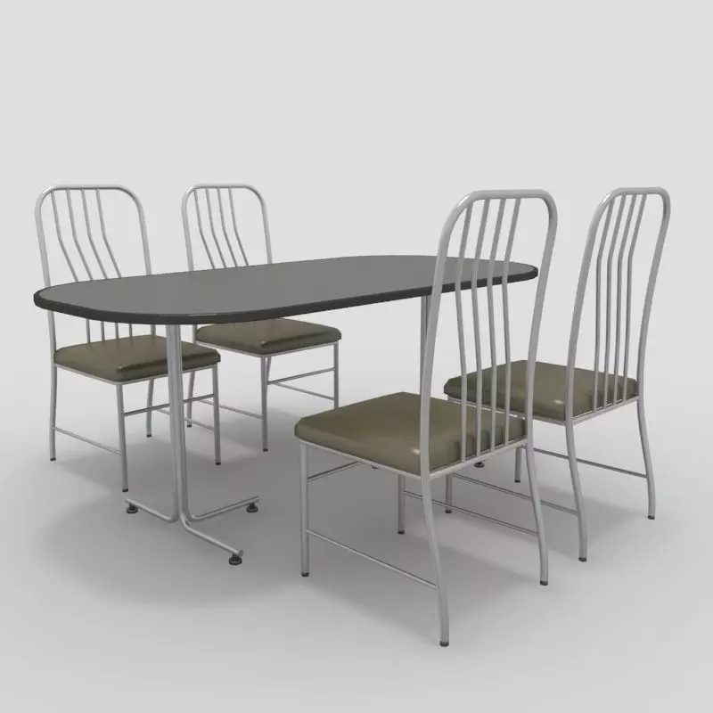 Table with Chairs 3D model_0