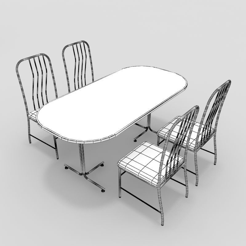 Table with Chairs 3D model_1