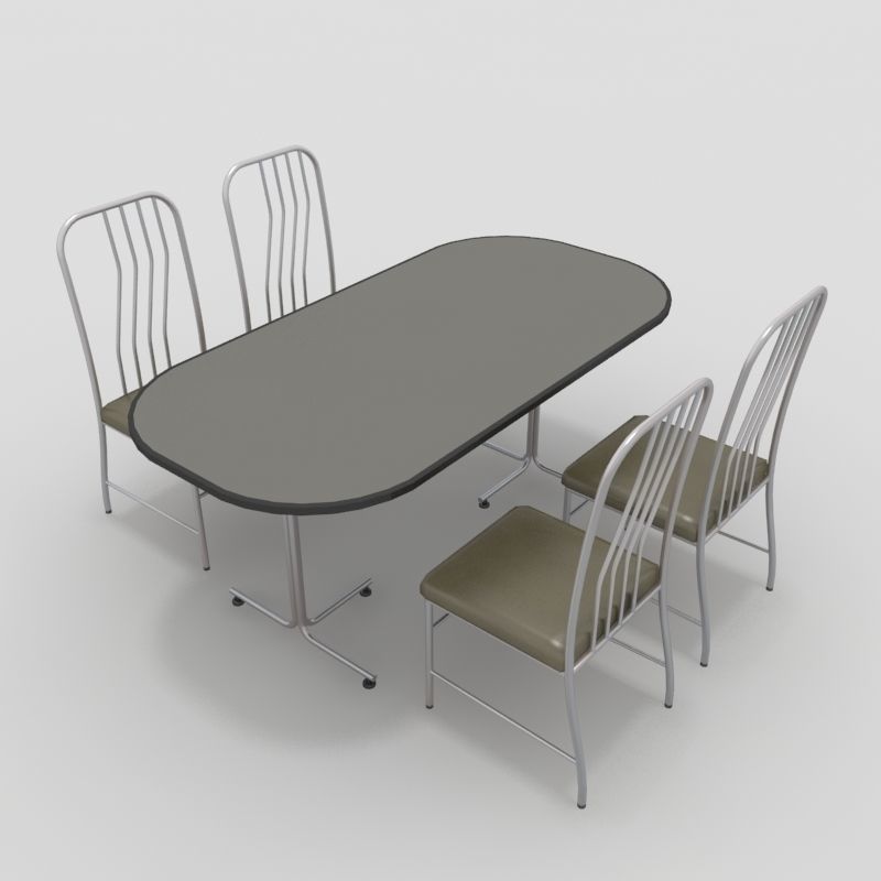 Table with Chairs 3D model_2