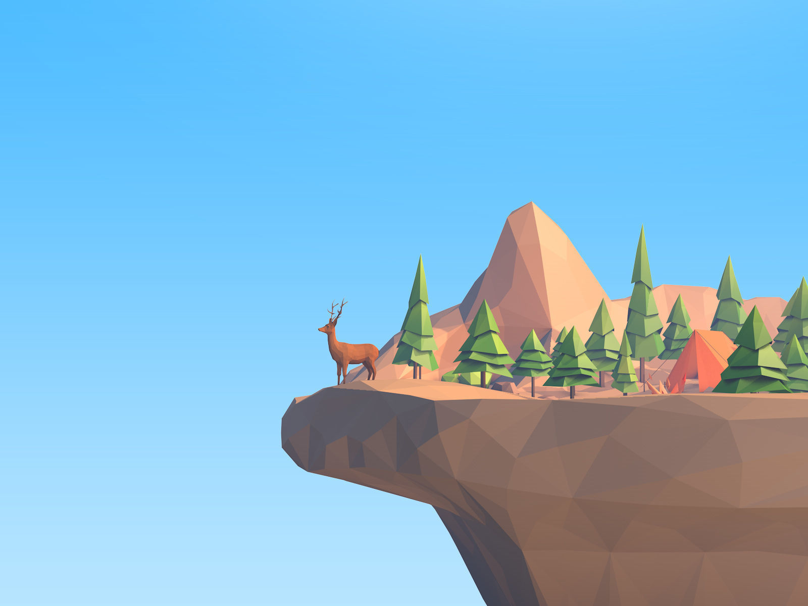Low Poly Forest Island Low-poly 3D model_3