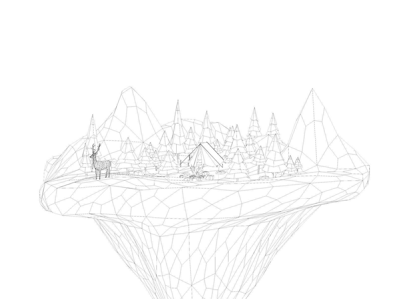 Low Poly Forest Island Low-poly 3D model_4