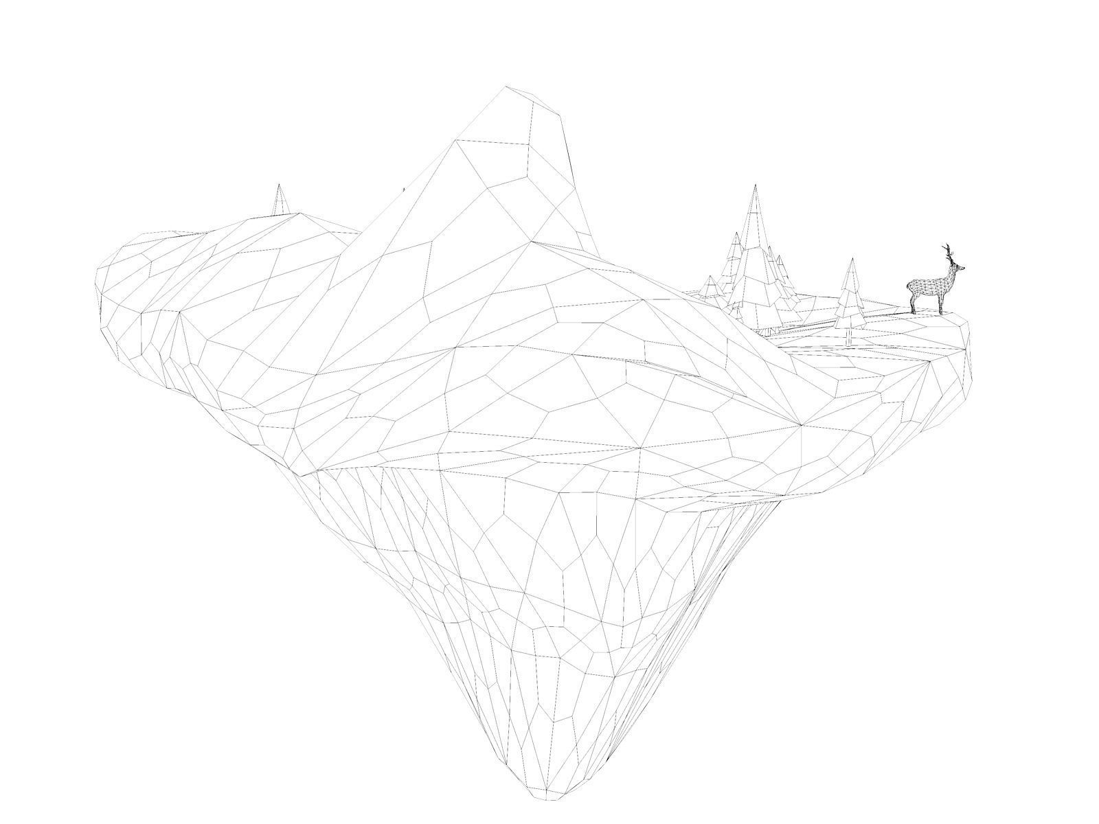 Low Poly Forest Island Low-poly 3D model_6