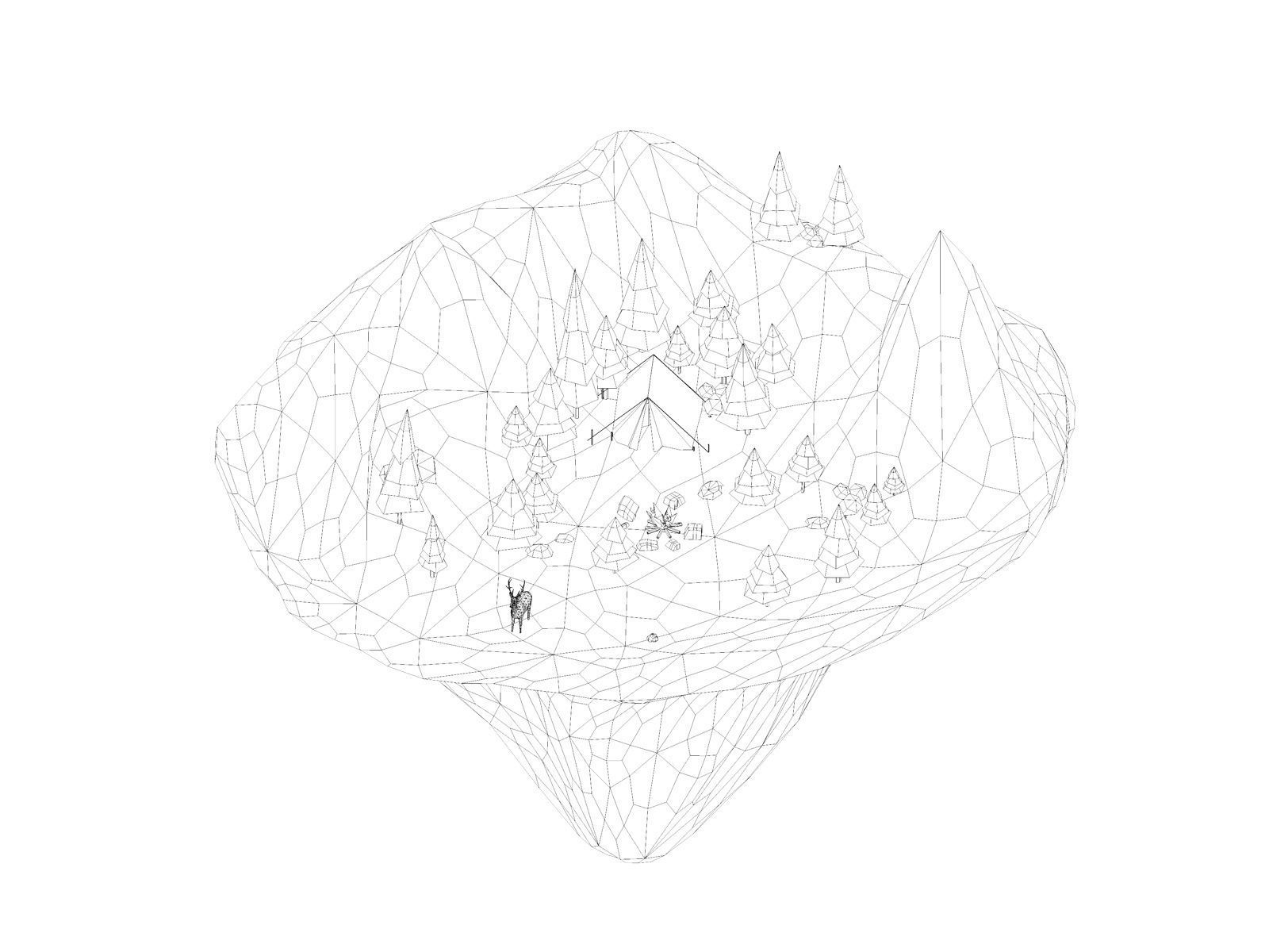 Low Poly Forest Island Low-poly 3D model_5