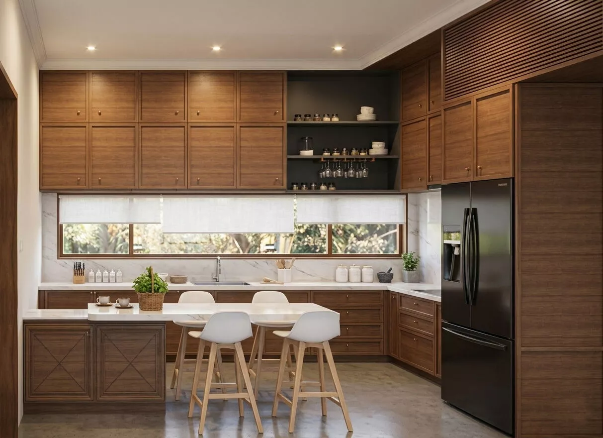 Warm Traditional Wooden Kitchen Model 3D model