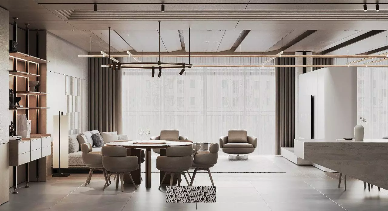 Open Space Living Room Kitchen Dining 3 3D model