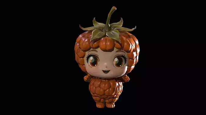 Chibi Fruit Raspberry Low-poly 3D model 3