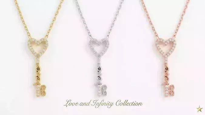 Love and Infinity Key Pendant - Jewelry CAD Design