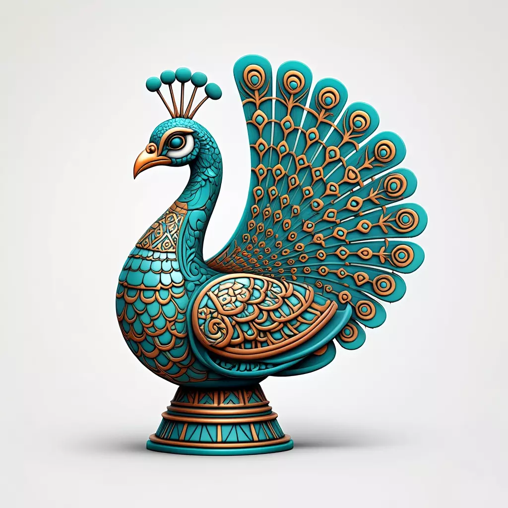 4099 Color 3D Model of Peacock on Base art STL DND ARTE 3D print model