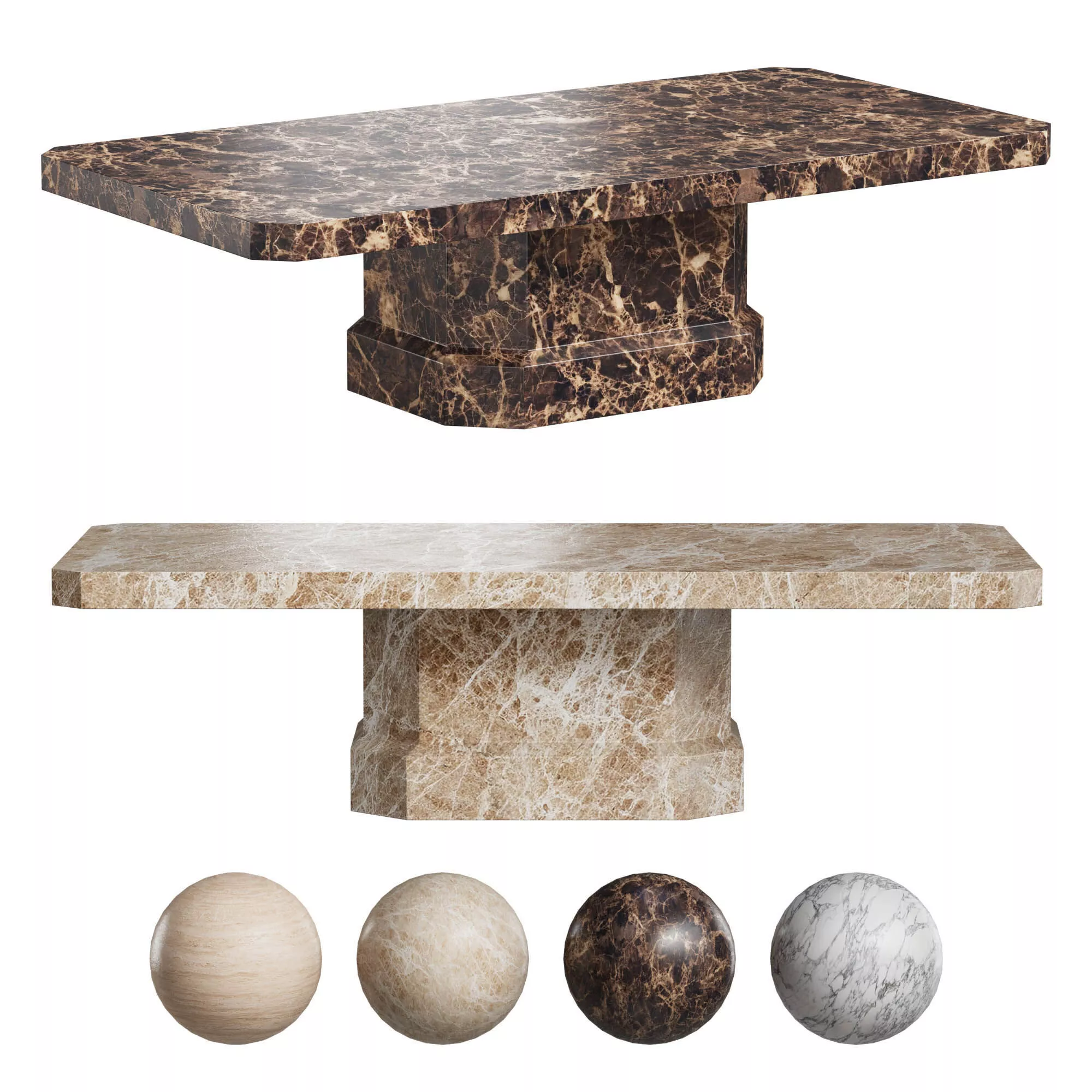 Antic Pedestal Coffee Table 3D model