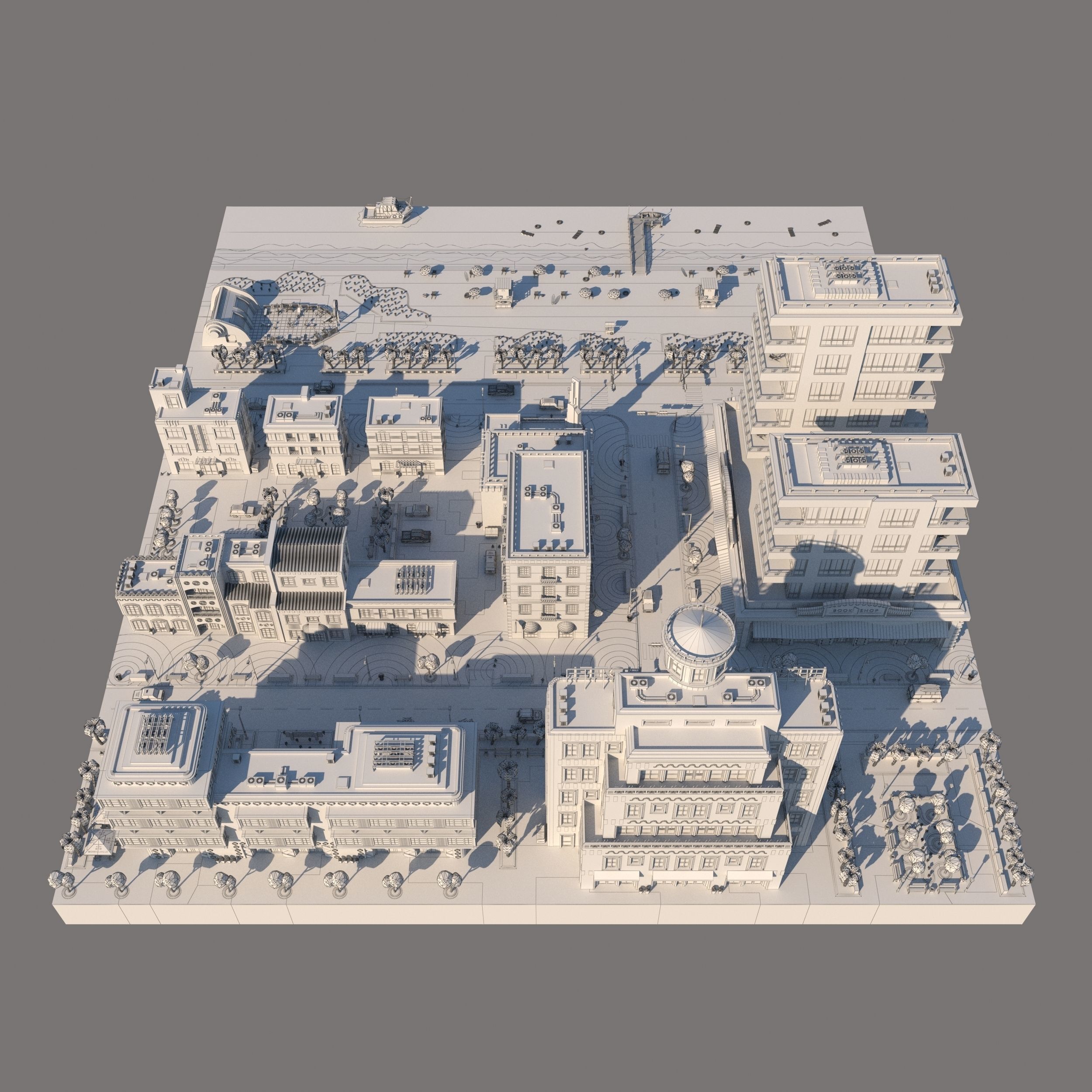 Low poly city near the beach Low-poly 3D model_13