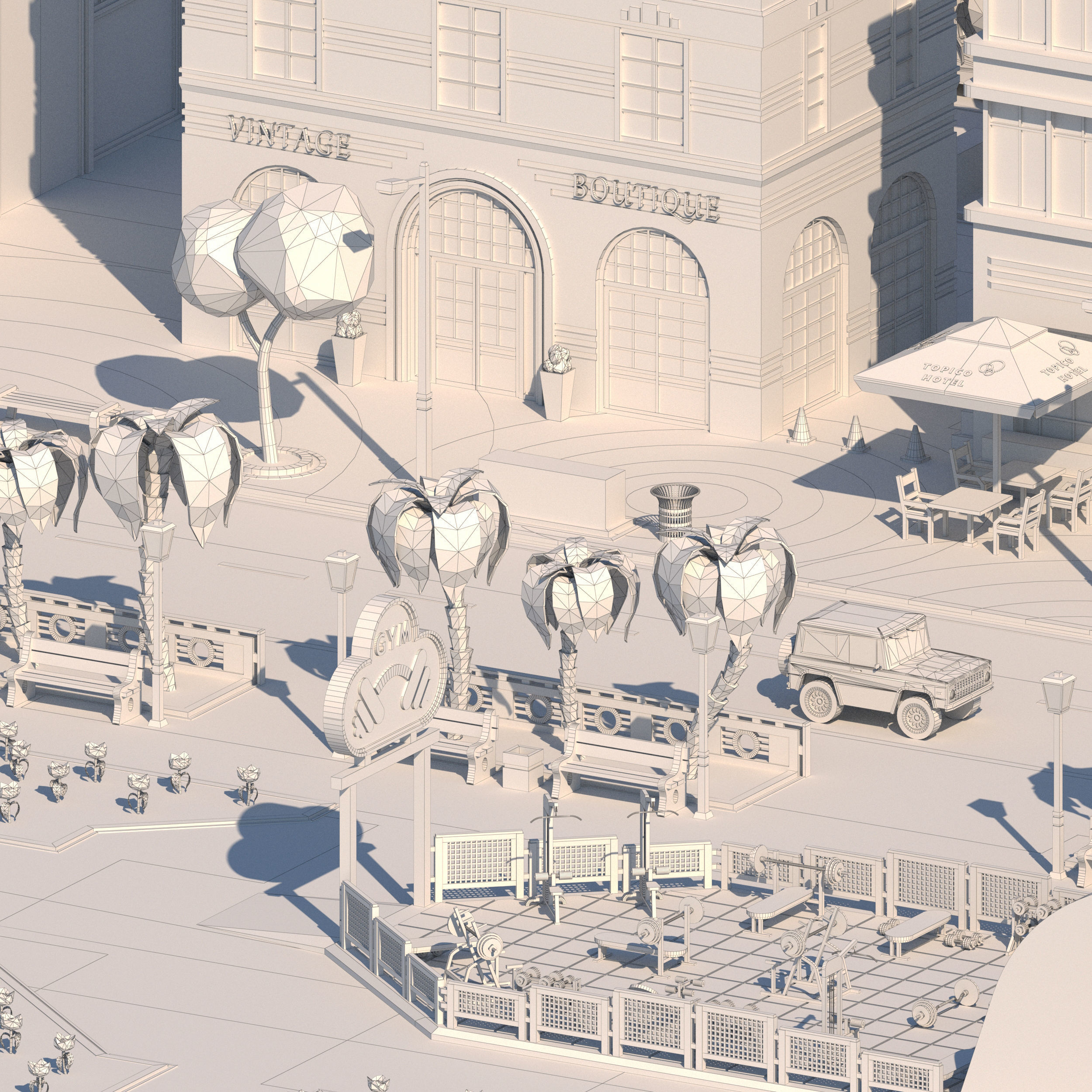 Low poly city near the beach Low-poly 3D model_15