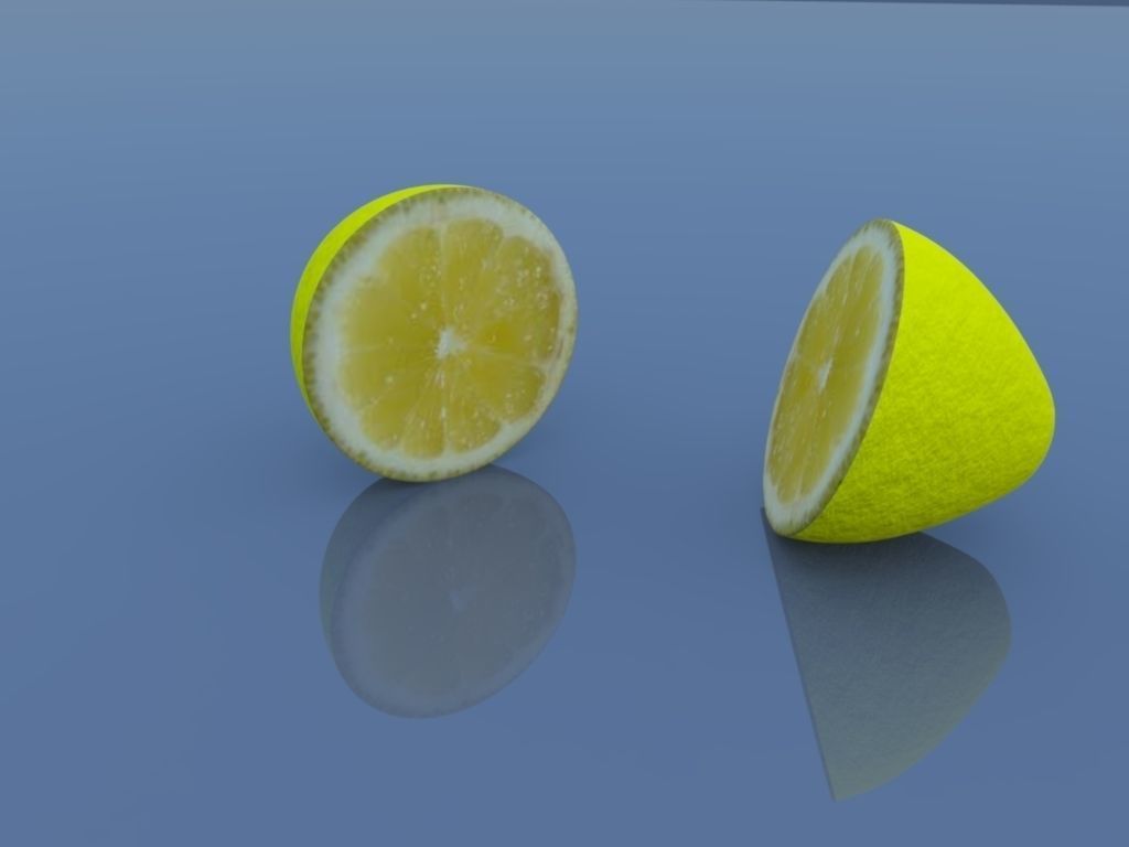lemon two slices of Low-poly 3D model_1