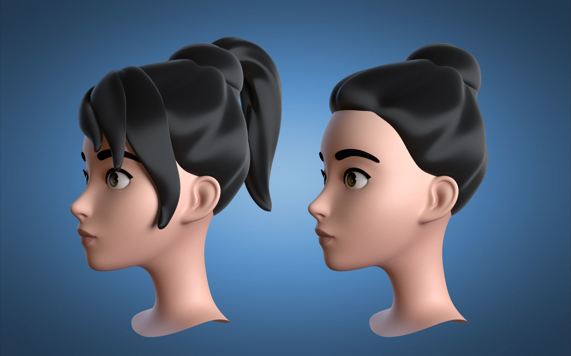 Cartoon Girl Head 3D model_10