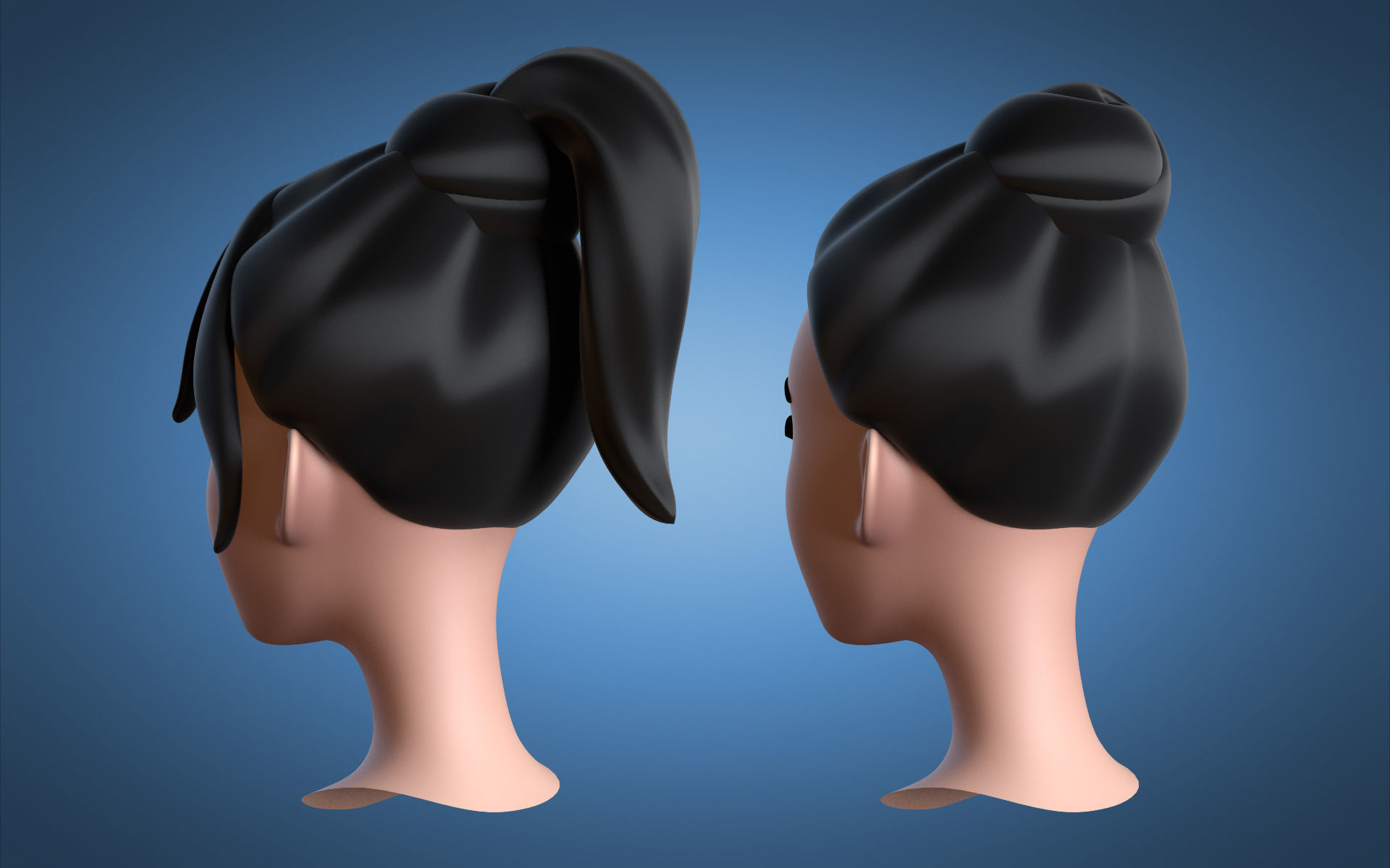 Cartoon Girl Head 3D model_8