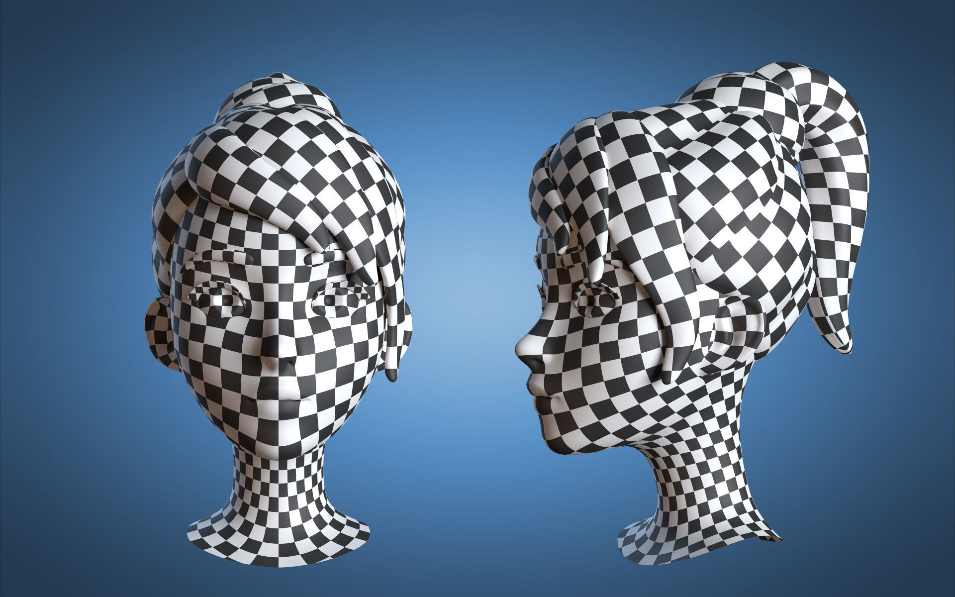 Cartoon Girl Head 3D model_17