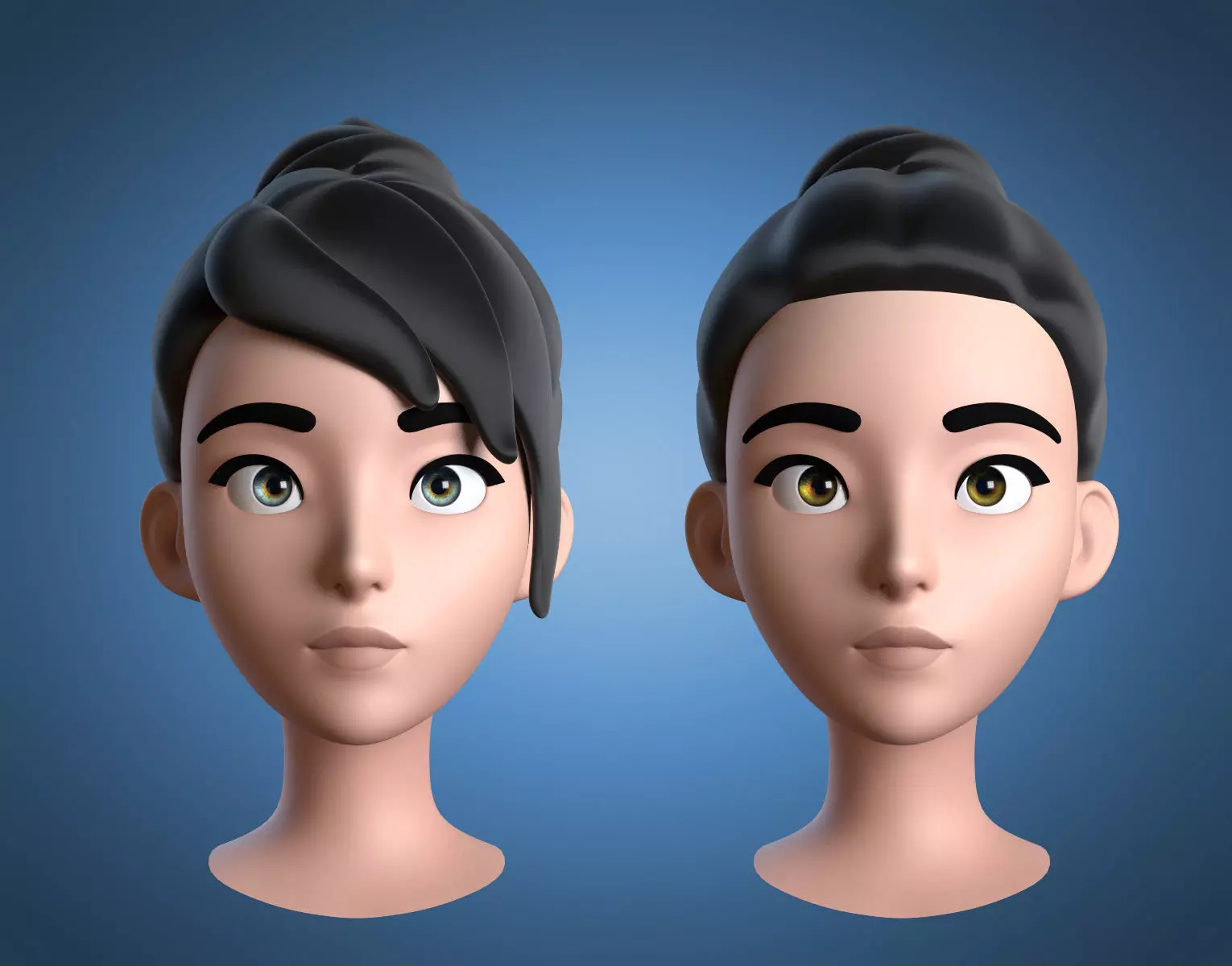 Cartoon Girl Head 3D model_0