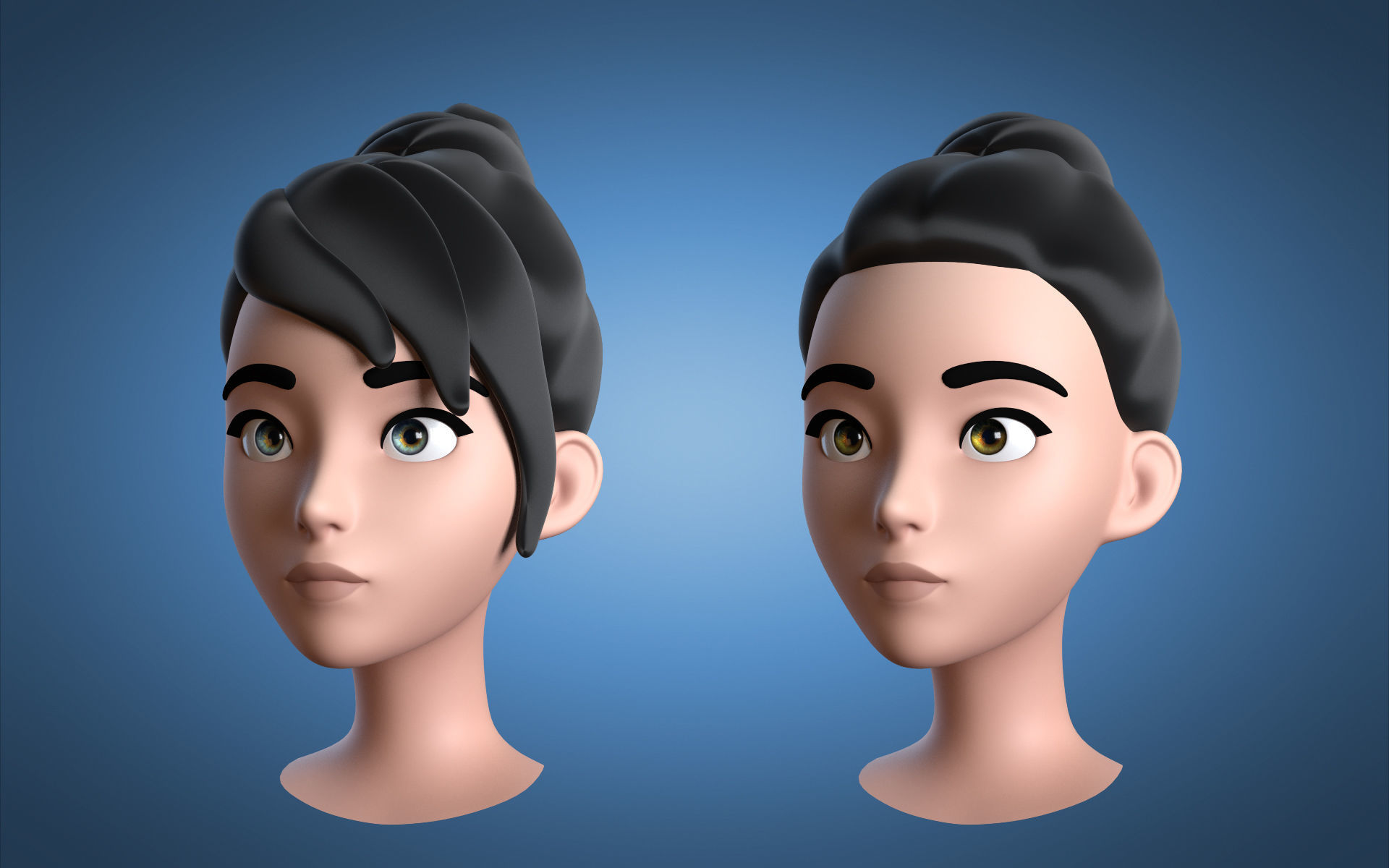 Cartoon Girl Head 3D model_12