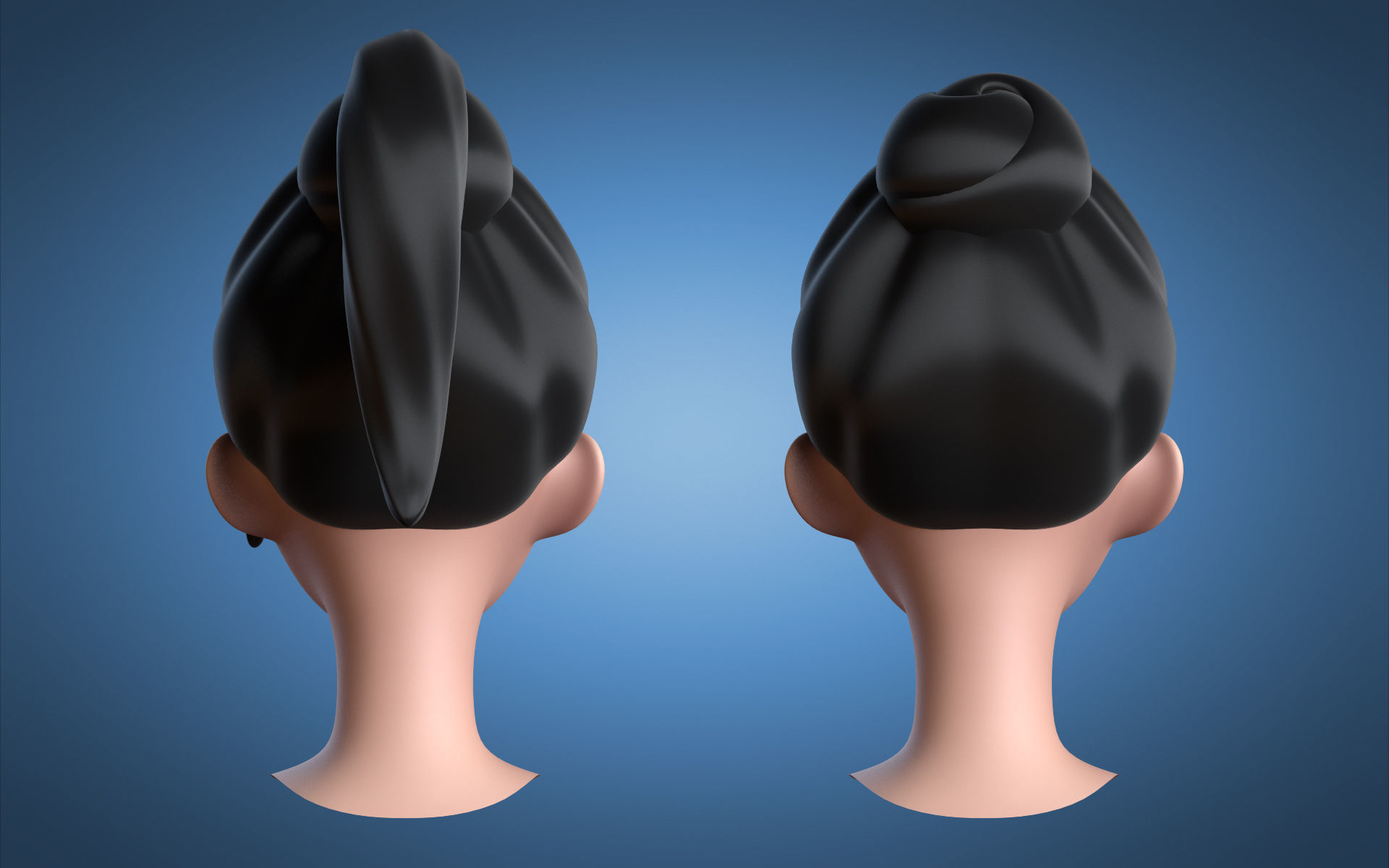 Cartoon Girl Head 3D model_7