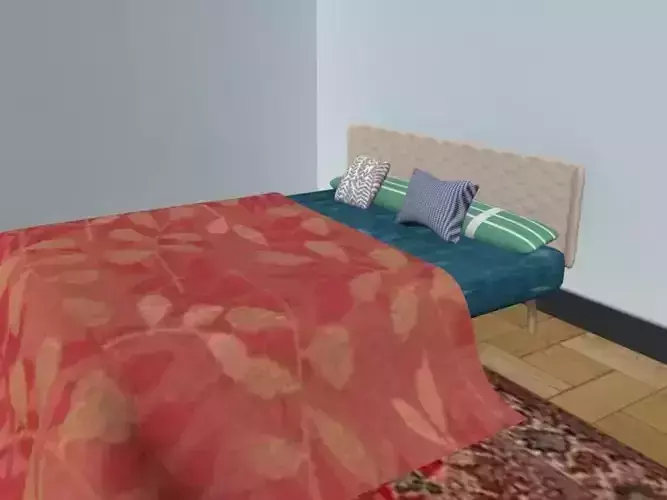 low poly bed - sims Low-poly 3D model