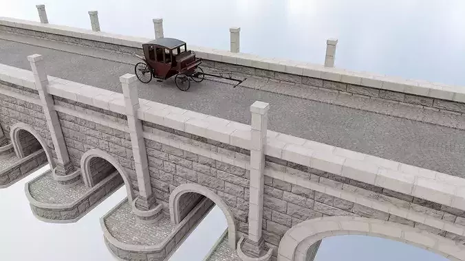 Horse Drawn Cart - Carriage Low-poly 3D model 5