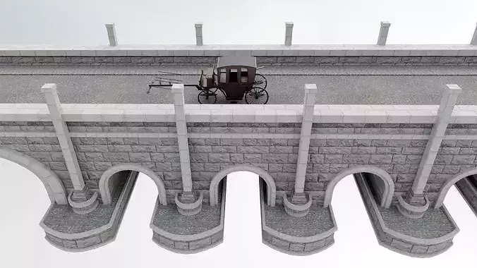 Horse Drawn Cart - Carriage Low-poly 3D model 4