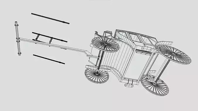 Horse Drawn Cart - Carriage Low-poly 3D model 6