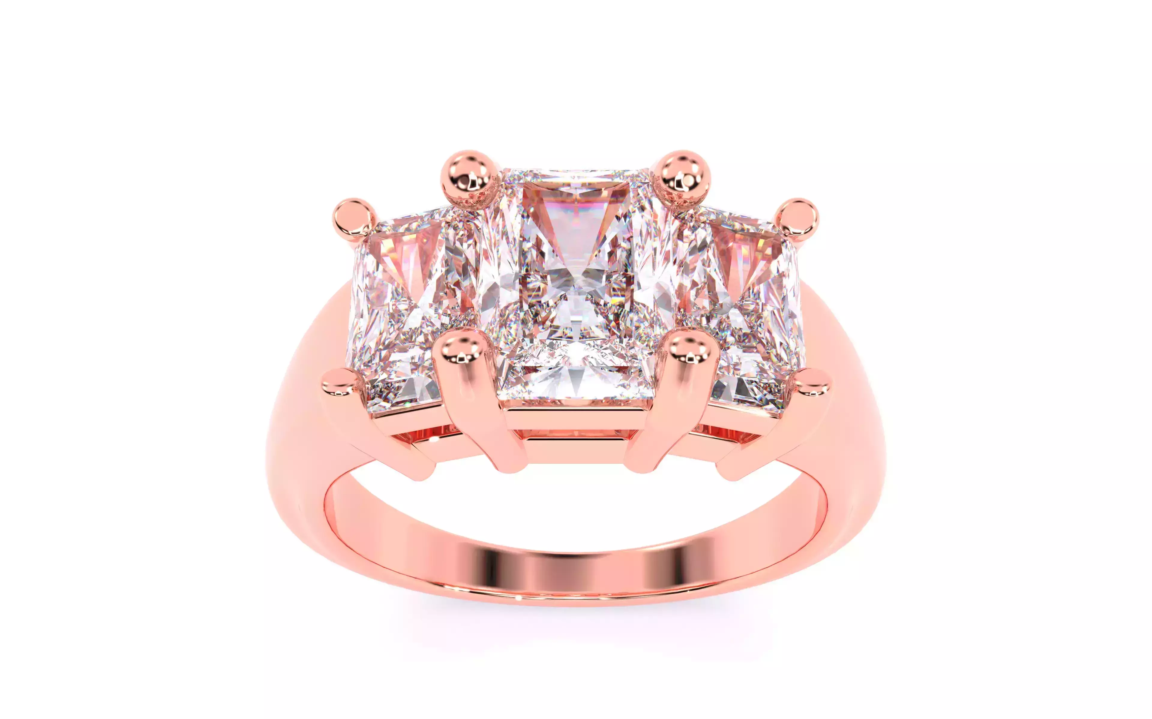 Trio Radiant Solitaire Ring renders 3dm stl details 3D print model