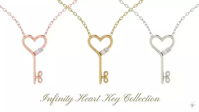 Infinity Heart Key Necklace - Jewelry CAD Design