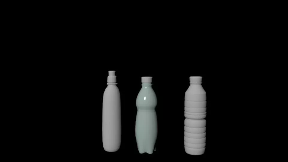 bottles three plastic Low-poly 3D model