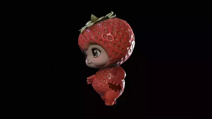 Chibi Fruit Strawberry Low-poly 3D model 3