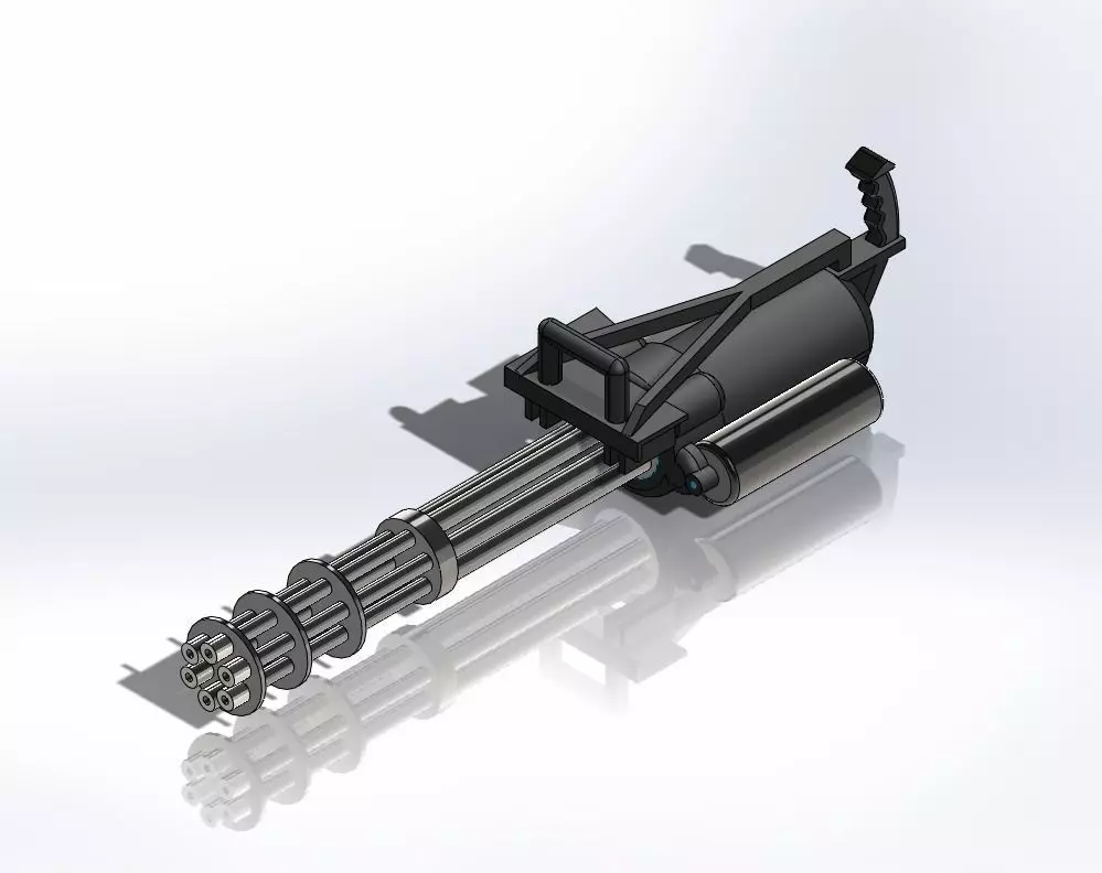 Hand Held minigun Low-poly 3D model