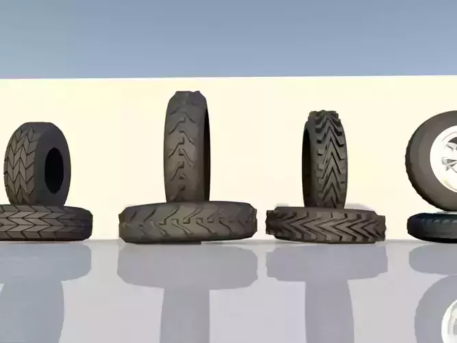 low poly tires different Low-poly 3D model
