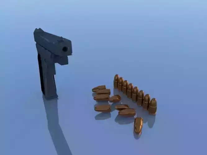 postal low poly gun in sky